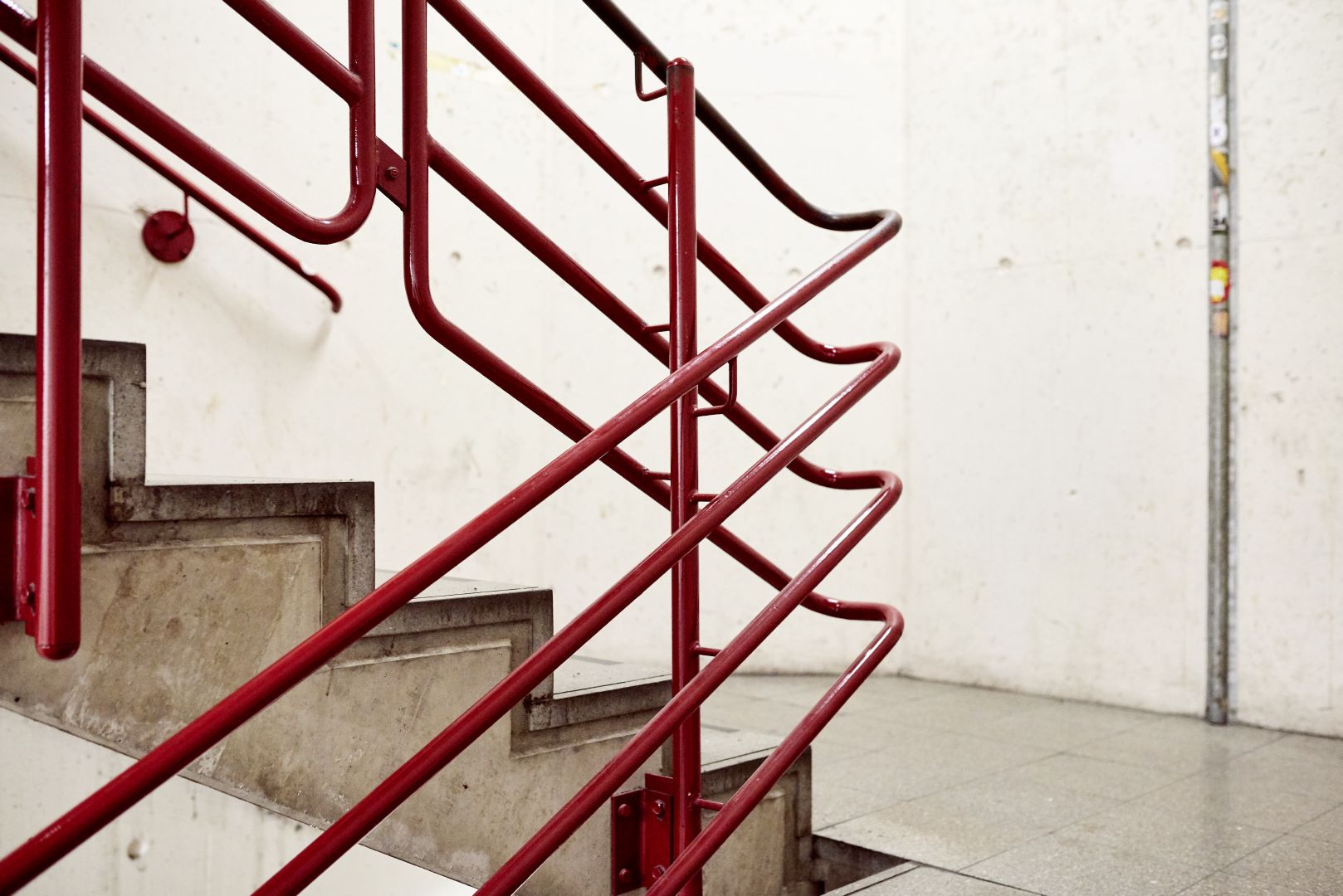 red stair railing