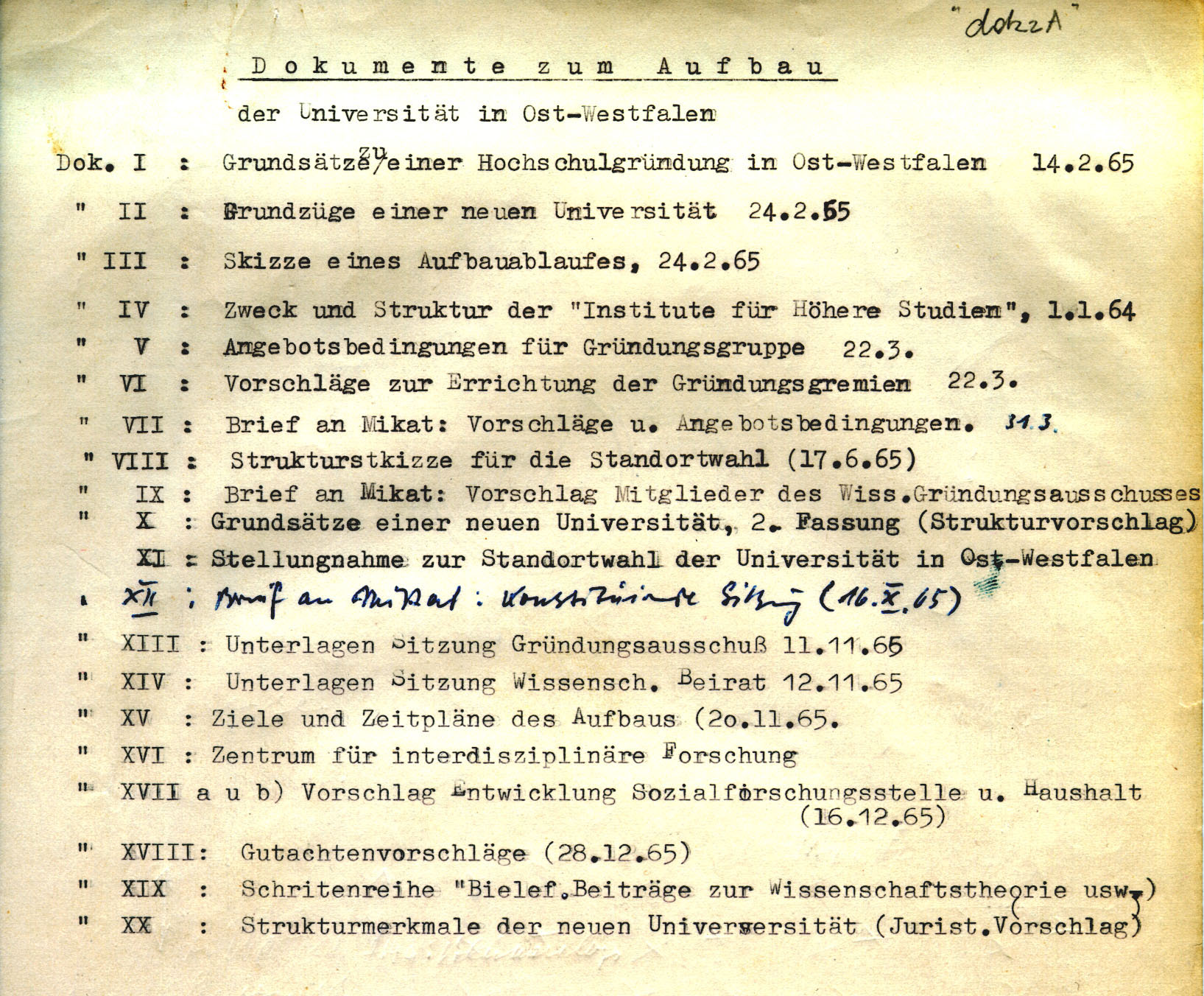 Document extract from Schelsky appointment list from 1966