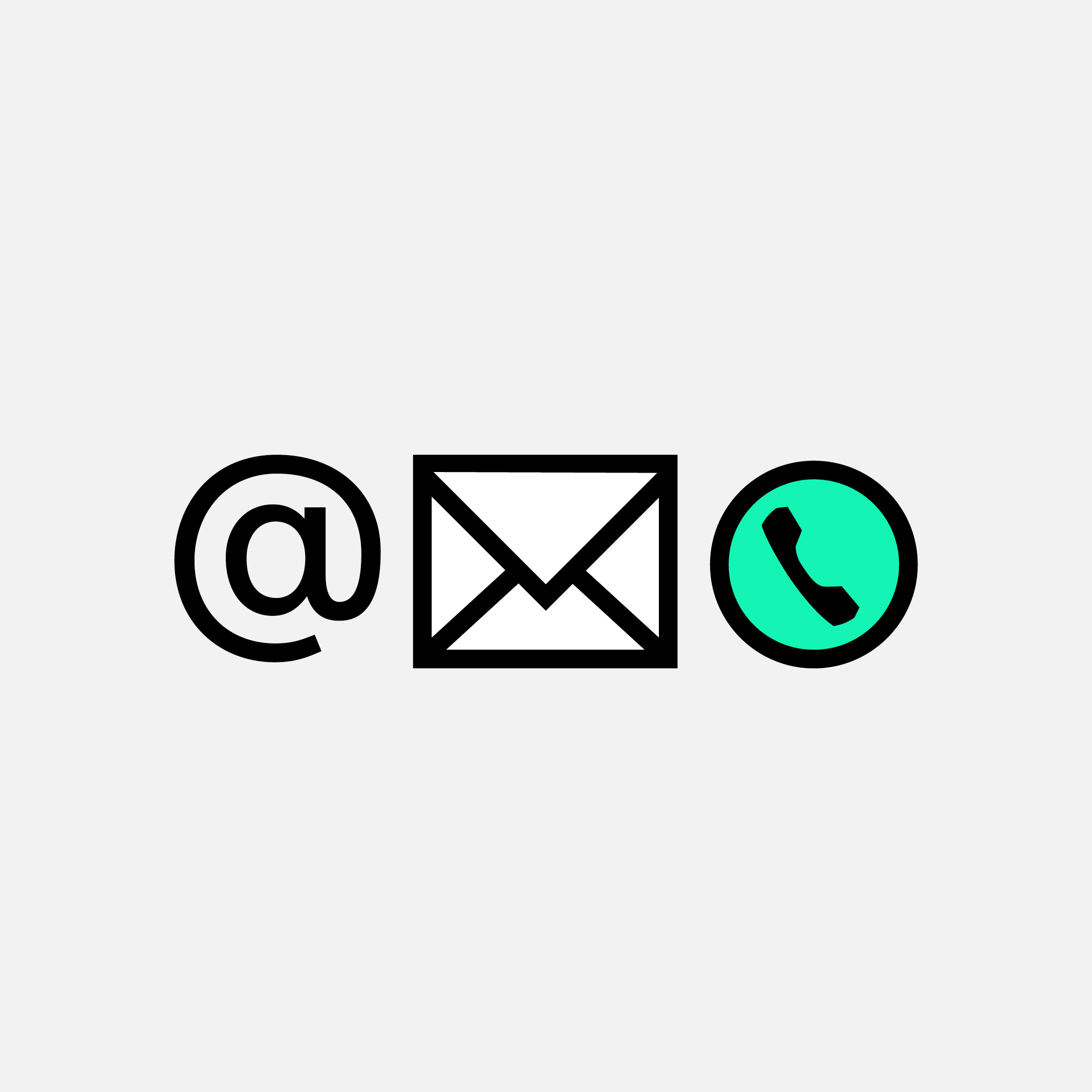 Icons: Mail, letter, phone